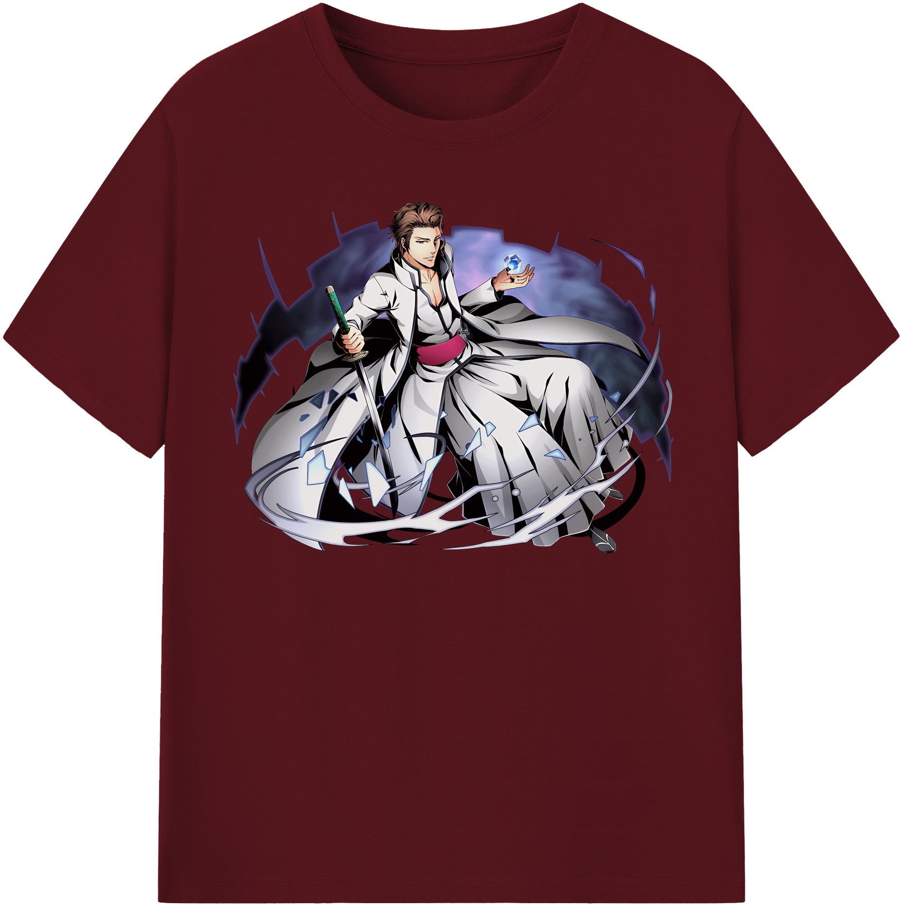 （画像用） ブリーチ 藍染 惣右介（あいぜん そうすけ） BLEACH Aizen Sousuke 綿100％半袖Tシャツ（フロントプリント）